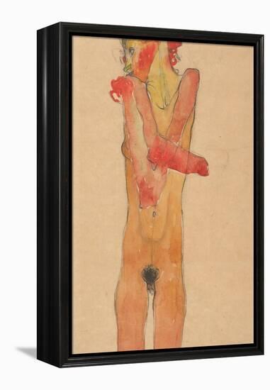 Nude Girl with Folded Arms, 1910-Egon Schiele-Framed Premier Image Canvas