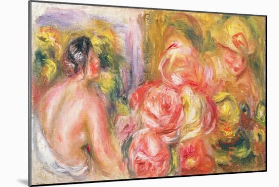 Nude Girl with Hat and Roses, 1916 (Oil on Canvas)-Pierre Auguste Renoir-Mounted Giclee Print