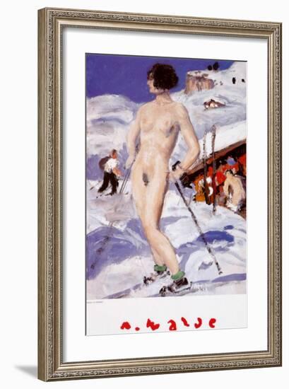 Nude in Front of a Cottage-Alfons Walde-Framed Art Print