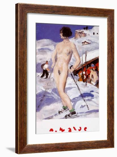 Nude in Front of a Cottage-Alfons Walde-Framed Art Print