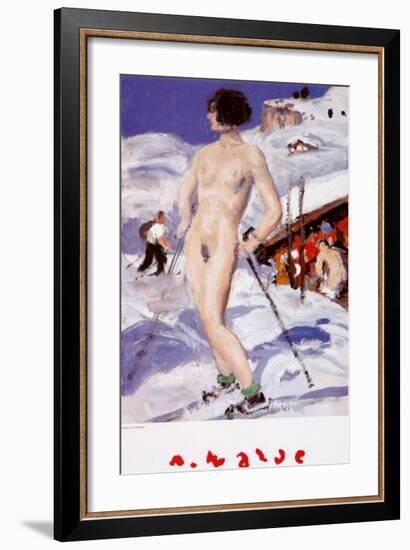 Nude in Front of a Cottage-Alfons Walde-Framed Art Print