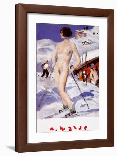 Nude in Front of a Cottage-Alfons Walde-Framed Art Print