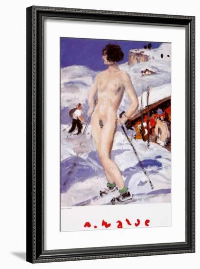 Nude in Front of a Cottage-Alfons Walde-Framed Art Print