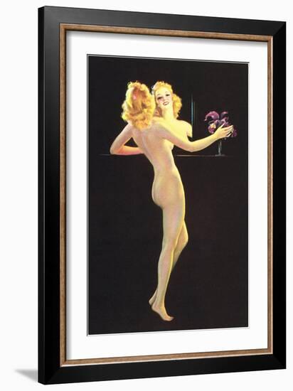 Nude in Front of Mirror-null-Framed Art Print