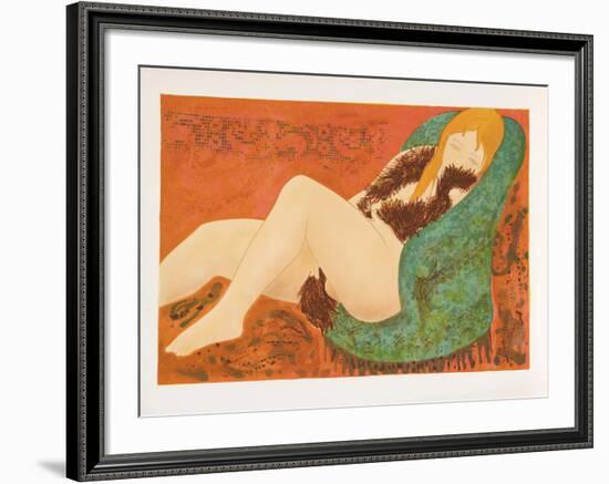 Nude in Green Chair-Alain Bonnefoit-Framed Limited Edition