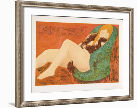 Nude in Green Chair-Alain Bonnefoit-Framed Limited Edition