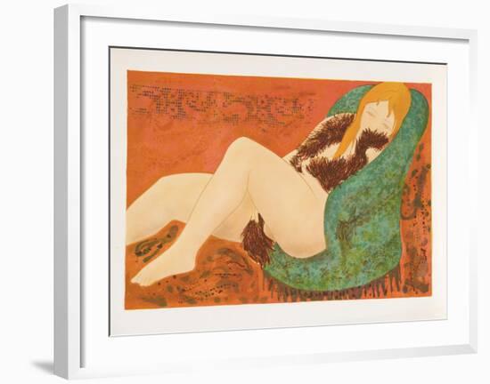 Nude in Green Chair-Alain Bonnefoit-Framed Limited Edition