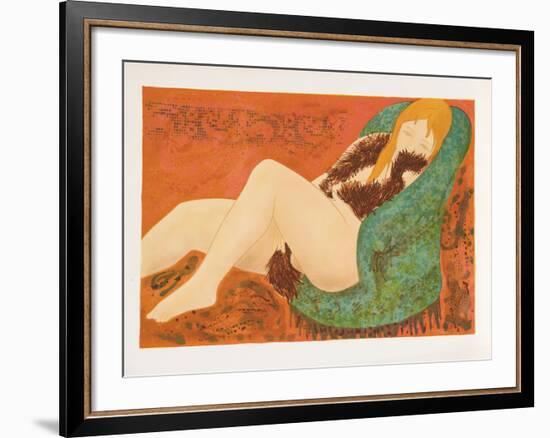 Nude in Green Chair-Alain Bonnefoit-Framed Limited Edition