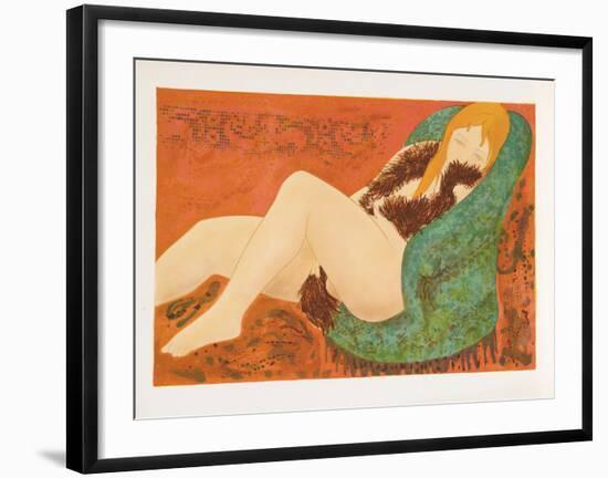 Nude in Green Chair-Alain Bonnefoit-Framed Limited Edition