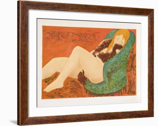 Nude in Green Chair-Alain Bonnefoit-Framed Limited Edition