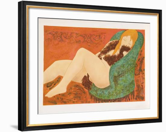 Nude in Green Chair-Alain Bonnefoit-Framed Limited Edition