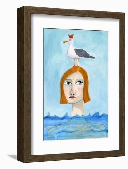 Nude Lady in Ocean with Seagull-Sharyn Bursic-Framed Photographic Print