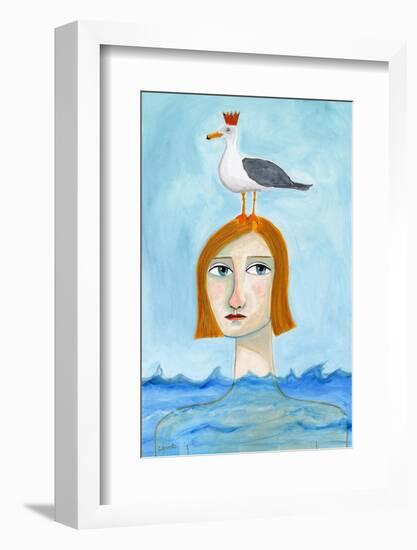 Nude Lady in Ocean with Seagull-Sharyn Bursic-Framed Photographic Print