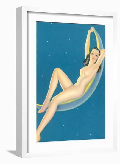 Nude Lounging on Moon-null-Framed Art Print