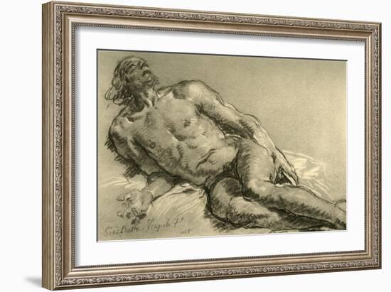 'Nude lying down, the upper half of the body partly raised', 1752, (1928)-Giovanni Battista Tiepolo-Framed Giclee Print