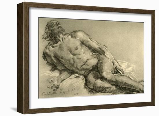 'Nude lying down, the upper half of the body partly raised', 1752, (1928)-Giovanni Battista Tiepolo-Framed Giclee Print