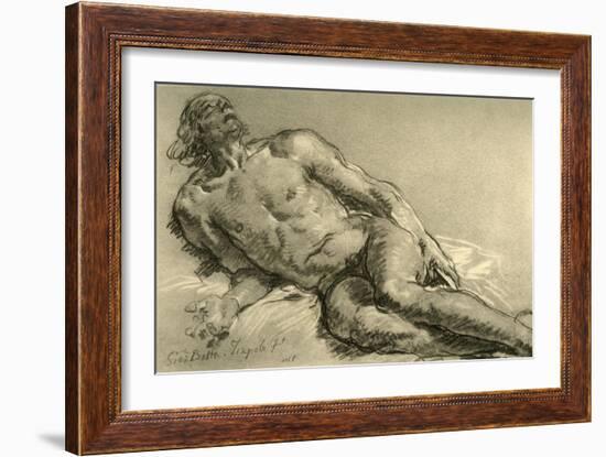 'Nude lying down, the upper half of the body partly raised', 1752, (1928)-Giovanni Battista Tiepolo-Framed Giclee Print
