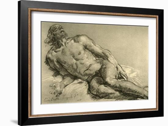 'Nude lying down, the upper half of the body partly raised', 1752, (1928)-Giovanni Battista Tiepolo-Framed Giclee Print