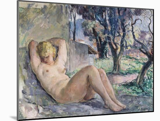 Nude Lying in a Garden, C.1934-Henri Lebasque-Mounted Giclee Print