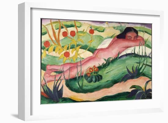 Nude Lying in the Flowers, 1910-Franz Marc-Framed Giclee Print