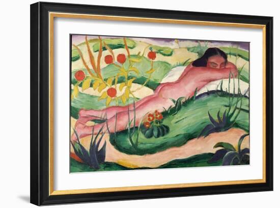 Nude Lying in the Flowers, 1910-Franz Marc-Framed Giclee Print