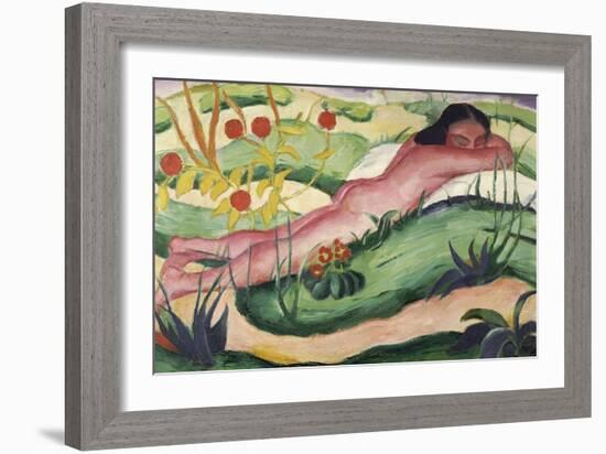 Nude Lying in the Flowers-Franz Marc-Framed Giclee Print
