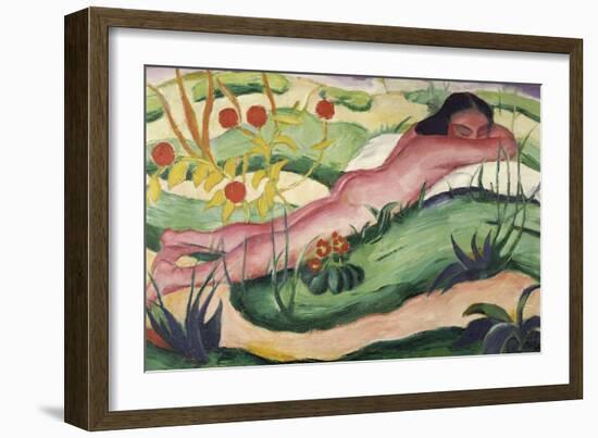 Nude Lying in the Flowers-Franz Marc-Framed Giclee Print