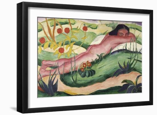 Nude Lying in the Flowers-Franz Marc-Framed Giclee Print