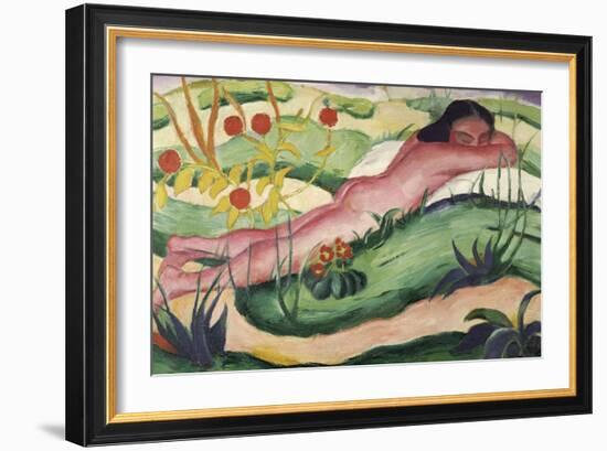 Nude Lying in the Flowers-Franz Marc-Framed Giclee Print