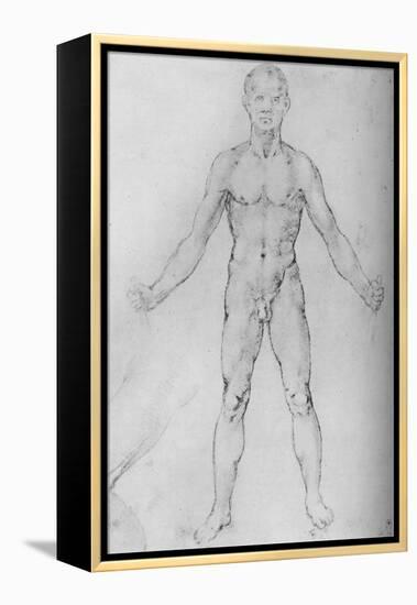 'Nude Man With Arms Stretched Out, Seen from the Front', c1480 (1945)-Leonardo Da Vinci-Framed Premier Image Canvas