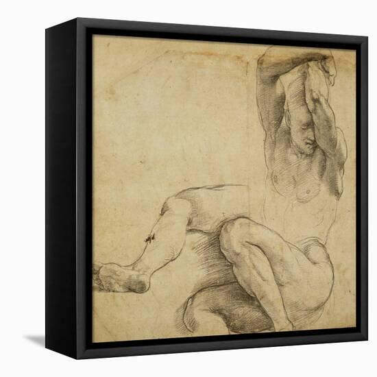 Nude Man with Raised Arms, 1511-1512-Raphael-Framed Premier Image Canvas