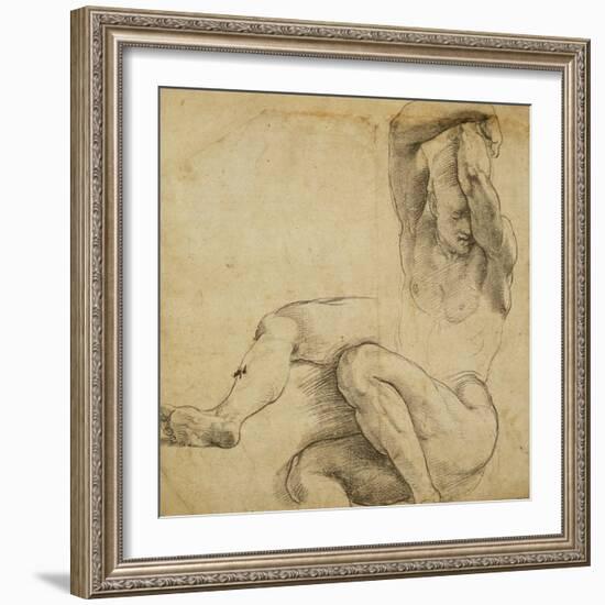 Nude Man with Raised Arms, 1511-1512-Raphael-Framed Giclee Print