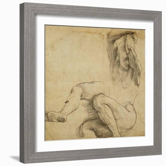 Nude Man with Raised Arms, 1511-1512-Raphael-Framed Giclee Print