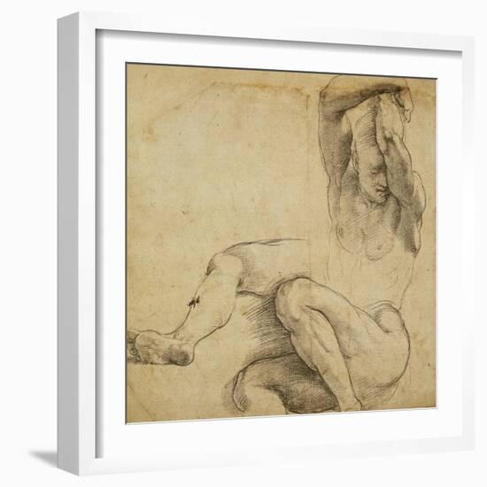 Nude Man with Raised Arms, 1511-1512-Raphael-Framed Giclee Print