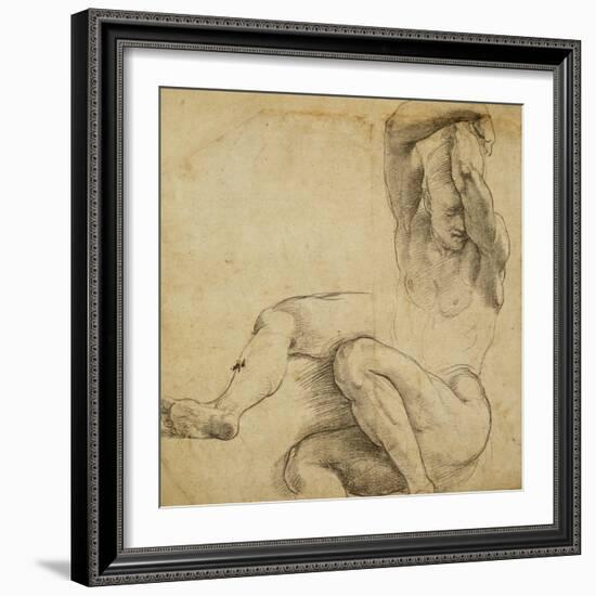 Nude Man with Raised Arms, 1511-1512-Raphael-Framed Giclee Print