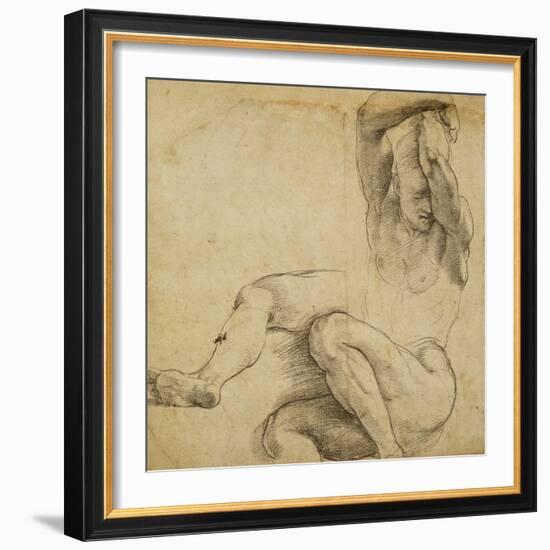 Nude Man with Raised Arms, 1511-1512-Raphael-Framed Giclee Print