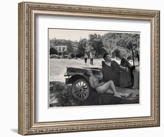 Nude Model Doris Fischer takes a break from posing for Students at Oxbow-Loomis Dean-Framed Photographic Print