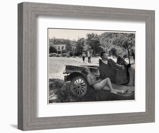 Nude Model Doris Fischer takes a break from posing for Students at Oxbow-Loomis Dean-Framed Photographic Print