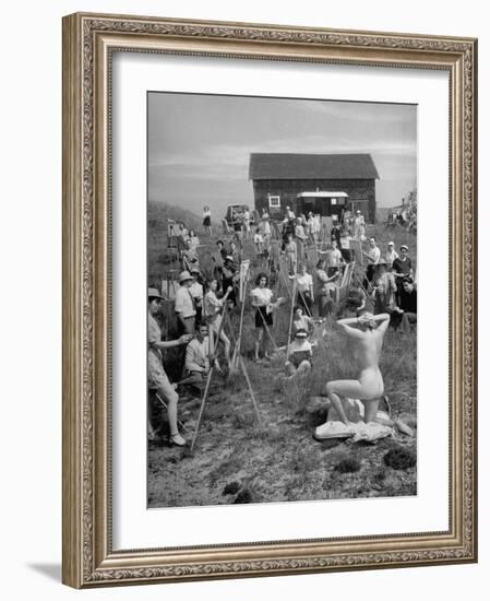 Nude Model Posing for a Large Group of Art Students of the Farnsworth Art School-Andreas Feininger-Framed Photographic Print