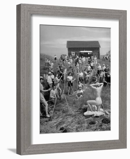 Nude Model Posing for a Large Group of Art Students of the Farnsworth Art School-Andreas Feininger-Framed Photographic Print