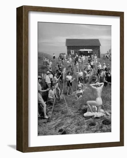 Nude Model Posing for a Large Group of Art Students of the Farnsworth Art School-Andreas Feininger-Framed Photographic Print