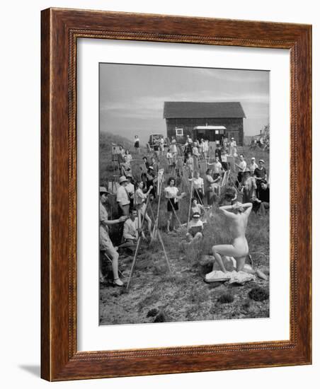 Nude Model Posing for a Large Group of Art Students of the Farnsworth Art School-Andreas Feininger-Framed Photographic Print