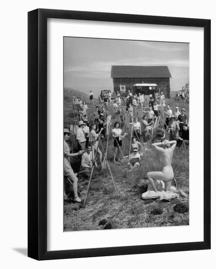 Nude Model Posing for a Large Group of Art Students of the Farnsworth Art School-Andreas Feininger-Framed Photographic Print