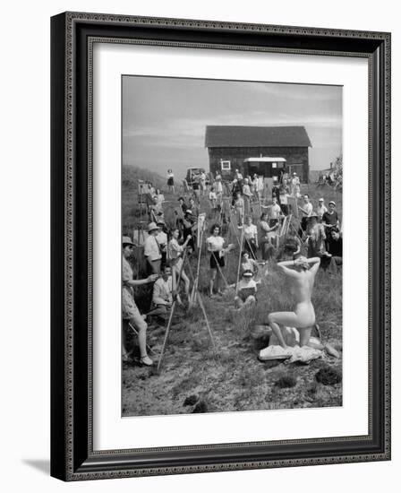 Nude Model Posing for a Large Group of Art Students of the Farnsworth Art School-Andreas Feininger-Framed Photographic Print