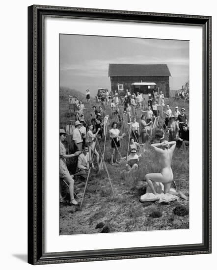 Nude Model Posing for a Large Group of Art Students of the Farnsworth Art School-Andreas Feininger-Framed Photographic Print