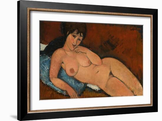 Nude on a Blue Cushion, 1917-Amedeo Modigliani-Framed Giclee Print