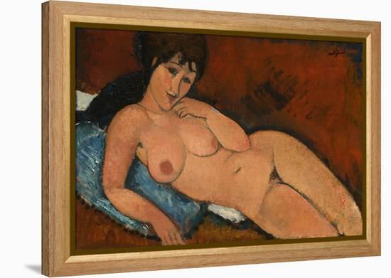 Nude on a Blue Cushion, 1917-Amedeo Modigliani-Framed Premier Image Canvas