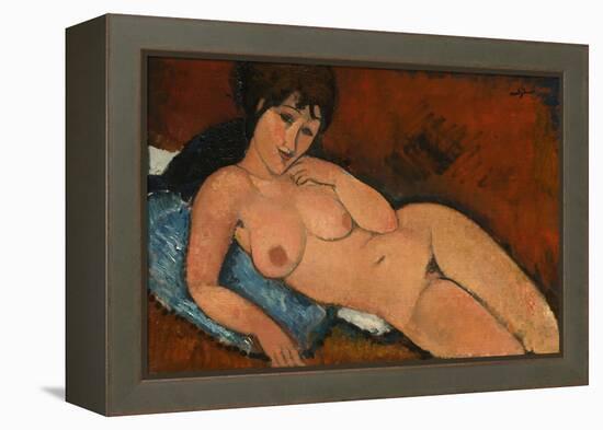 Nude on a Blue Cushion, 1917-Amedeo Modigliani-Framed Premier Image Canvas