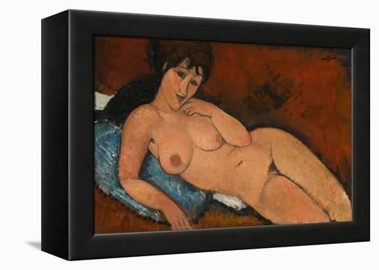 Nude on a Blue Cushion, 1917-Amedeo Modigliani-Framed Premier Image Canvas