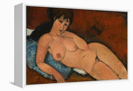 Nude on a Blue Cushion, 1917-Amedeo Modigliani-Framed Premier Image Canvas